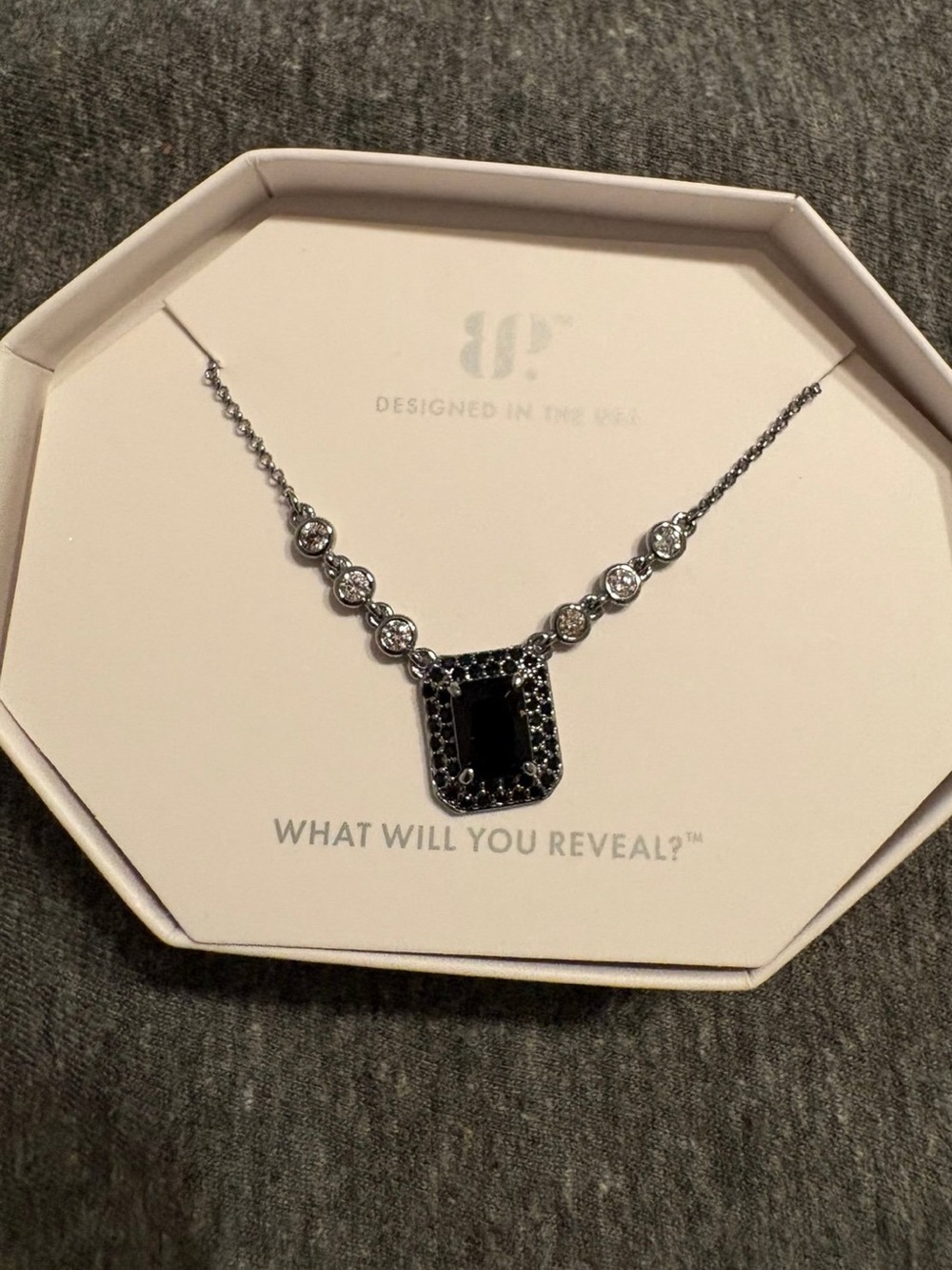 Black Gemstone Pendant Necklace by